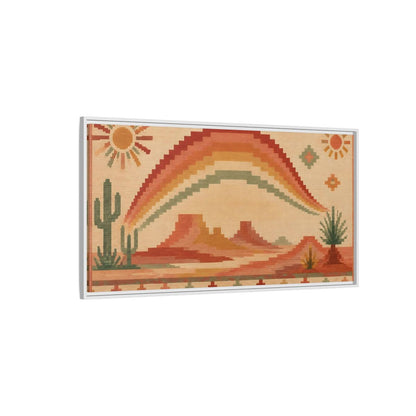 Side Mockup 3. Boho Desert Rainbow shown as framed canvas print