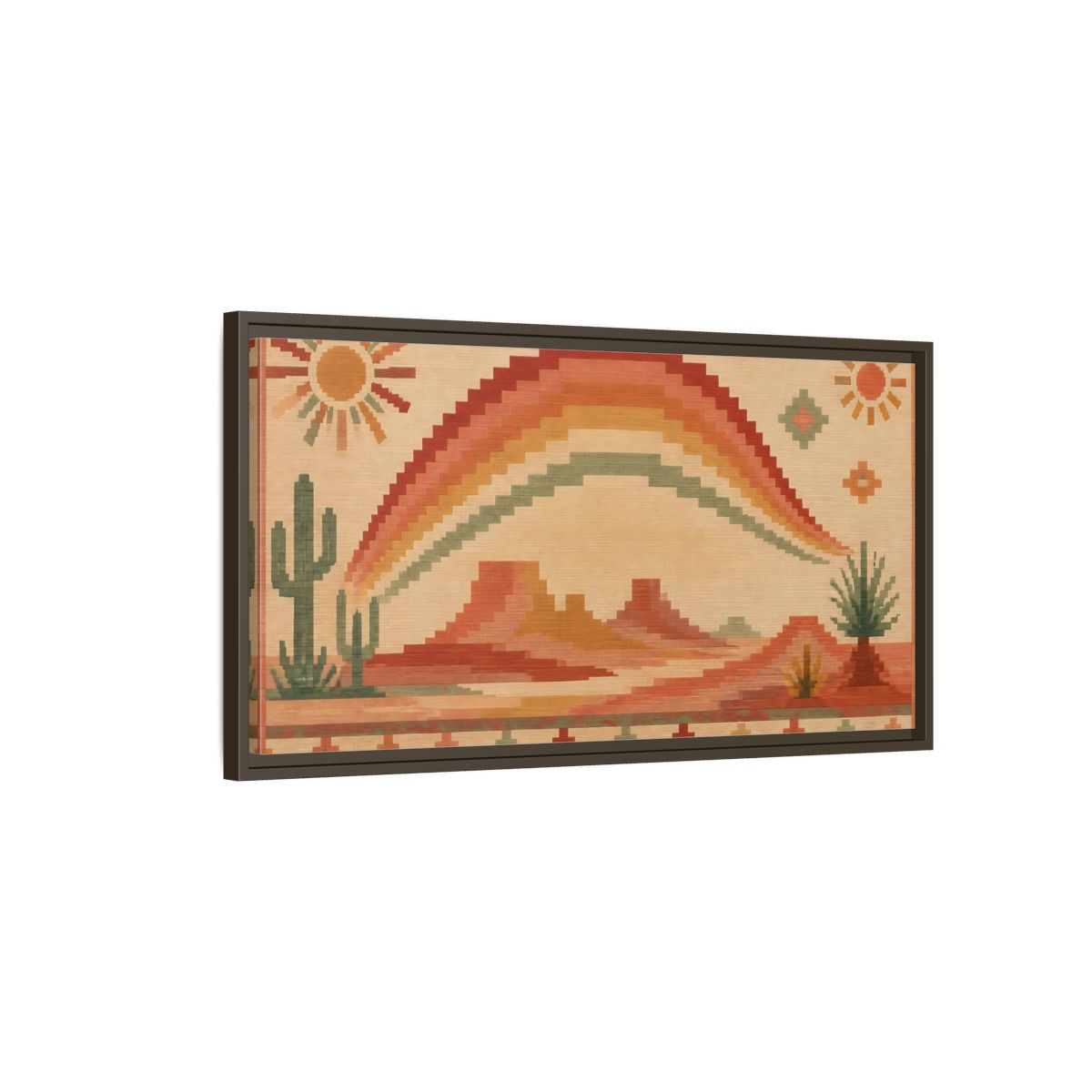Main Mockup. Boho Desert Rainbow shown as framed canvas print