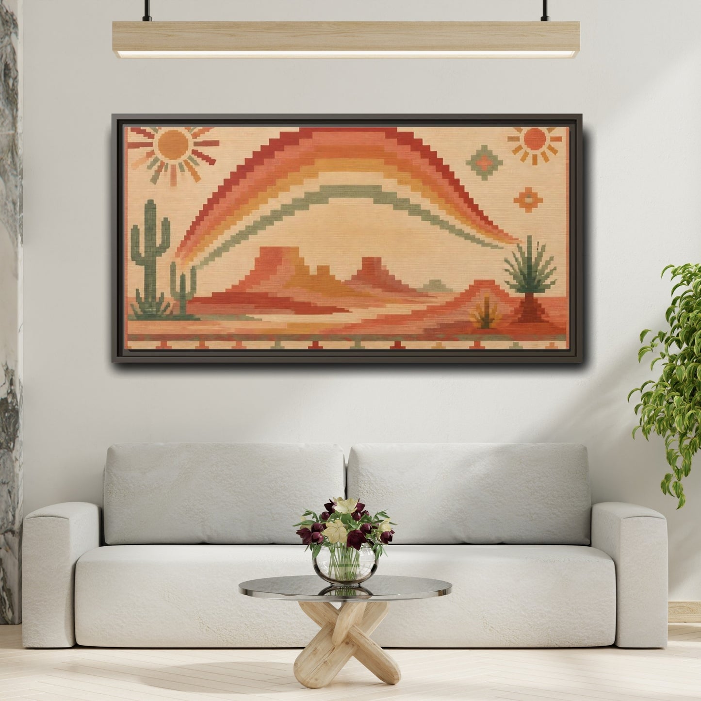 Mockup 2. Boho Desert Rainbow shown as framed canvas print