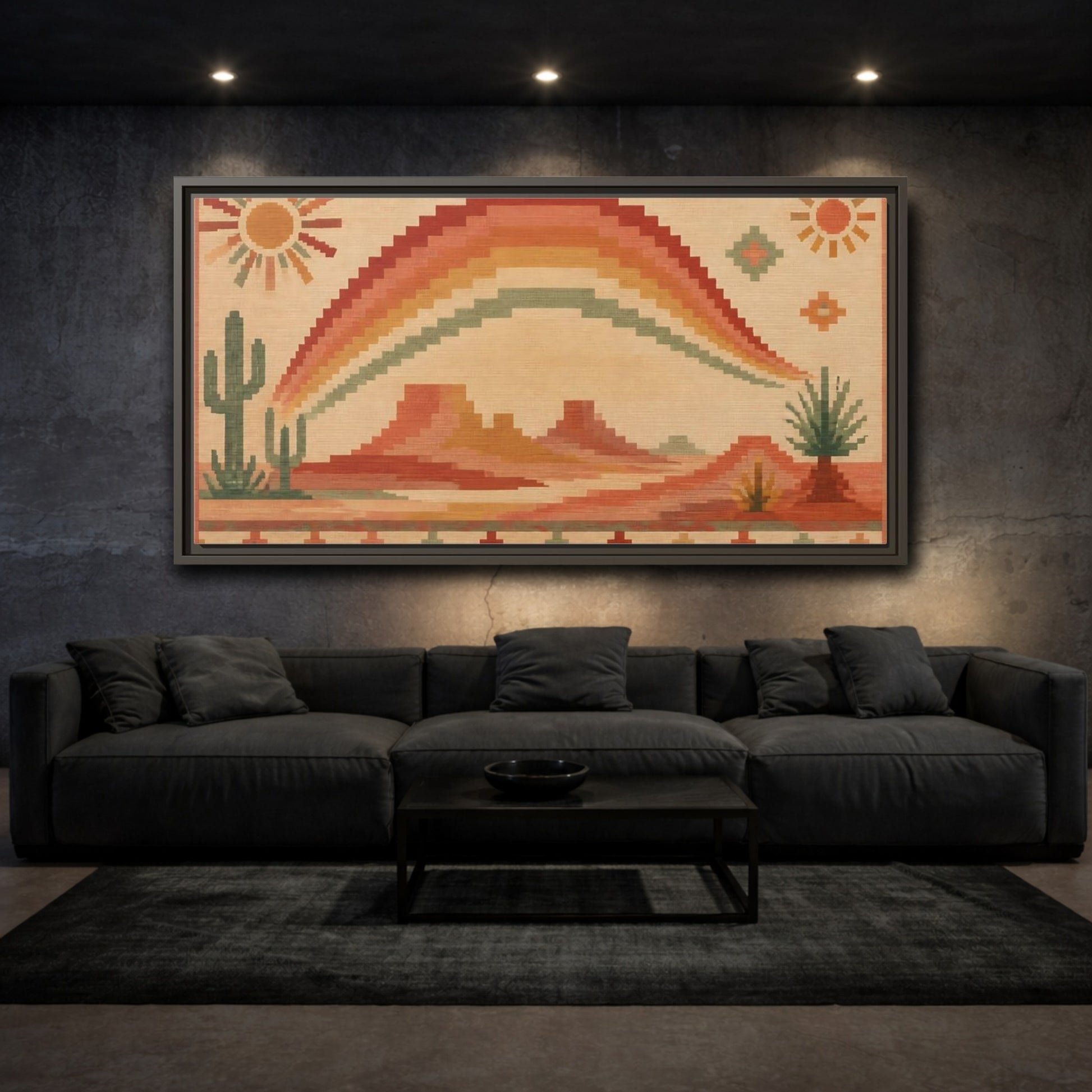 Mockup 3. Boho Desert Rainbow shown as framed canvas print