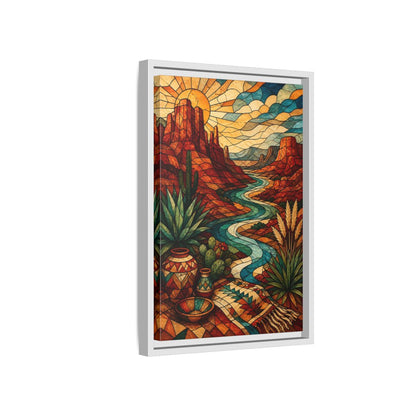 Side Mockup 4. Boho Desert River shown as framed canvas print