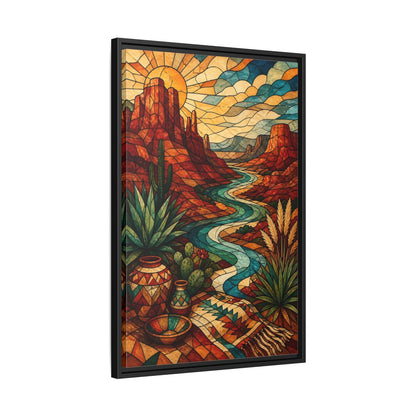 Side Mockup 14. Boho Desert River shown as framed canvas print