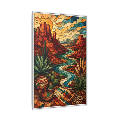 Side Mockup 7. Boho Desert River shown as framed canvas print