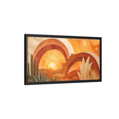 Side Mockup 2. Boho Desert Sunset shown as framed canvas print