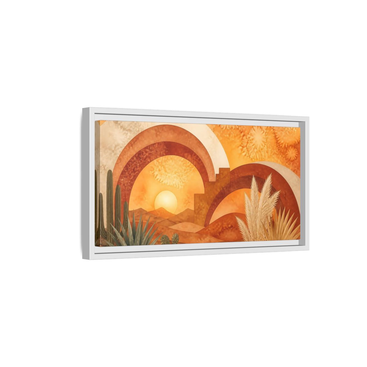 Side Mockup 6. Boho Desert Sunset shown as framed canvas print