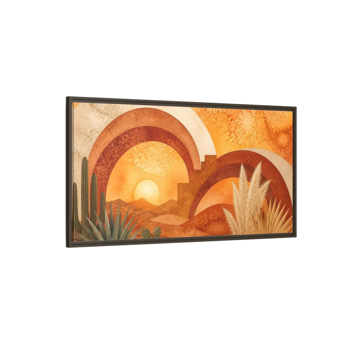 Side Mockup 4. Boho Desert Sunset shown as framed canvas print