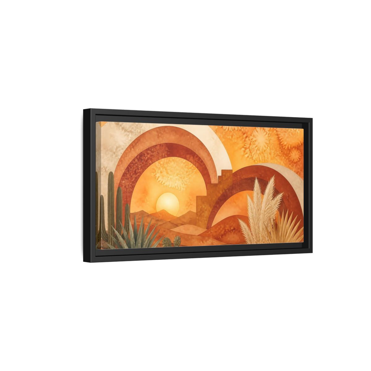 Side Mockup 8. Boho Desert Sunset shown as framed canvas print