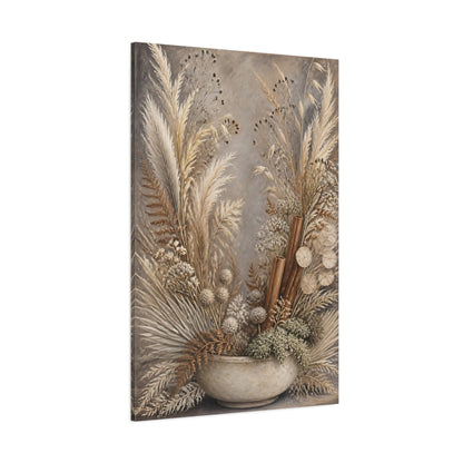 Side Mockup 1. Boho Dried Stems Bowl shown as canvas print