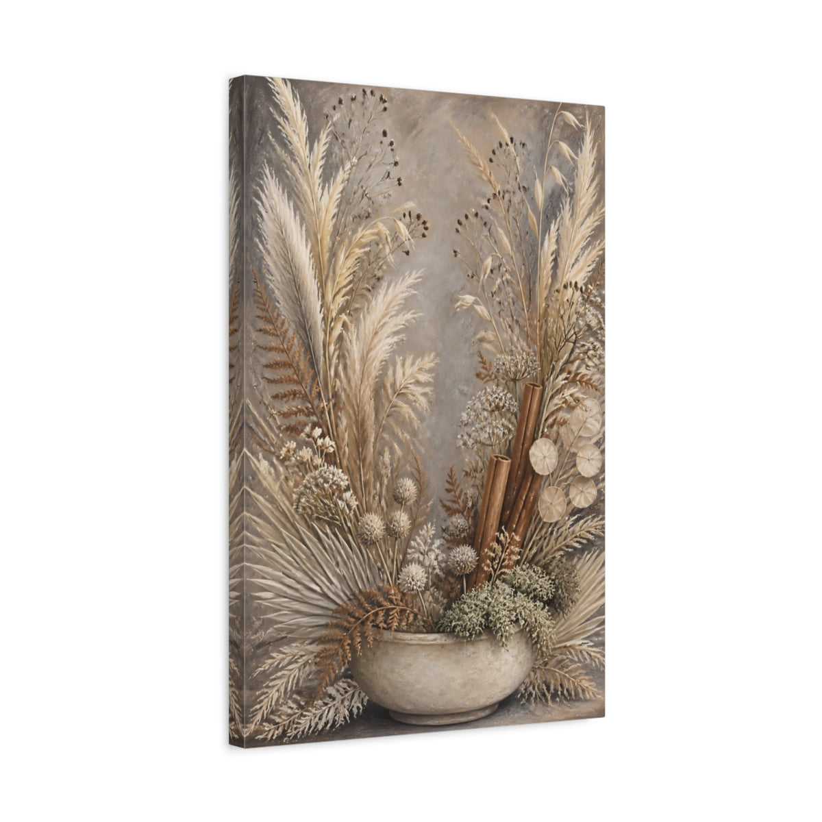 Side Mockup 3. Boho Dried Stems Bowl shown as canvas print