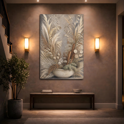 Mockup 2. Boho Dried Stems Bowl shown as canvas print