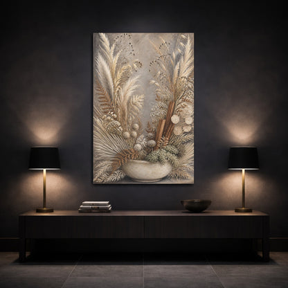 Mockup 3. Boho Dried Stems Bowl shown as canvas print