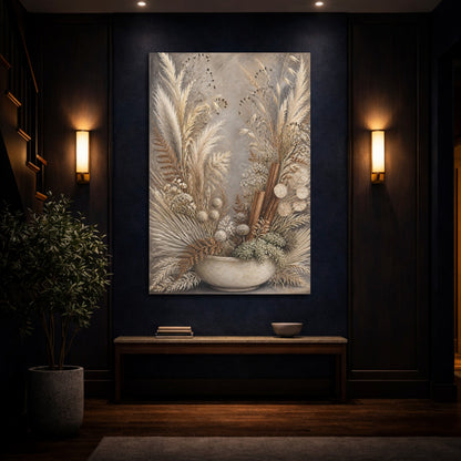 Mockup 4. Boho Dried Stems Bowl shown as canvas print