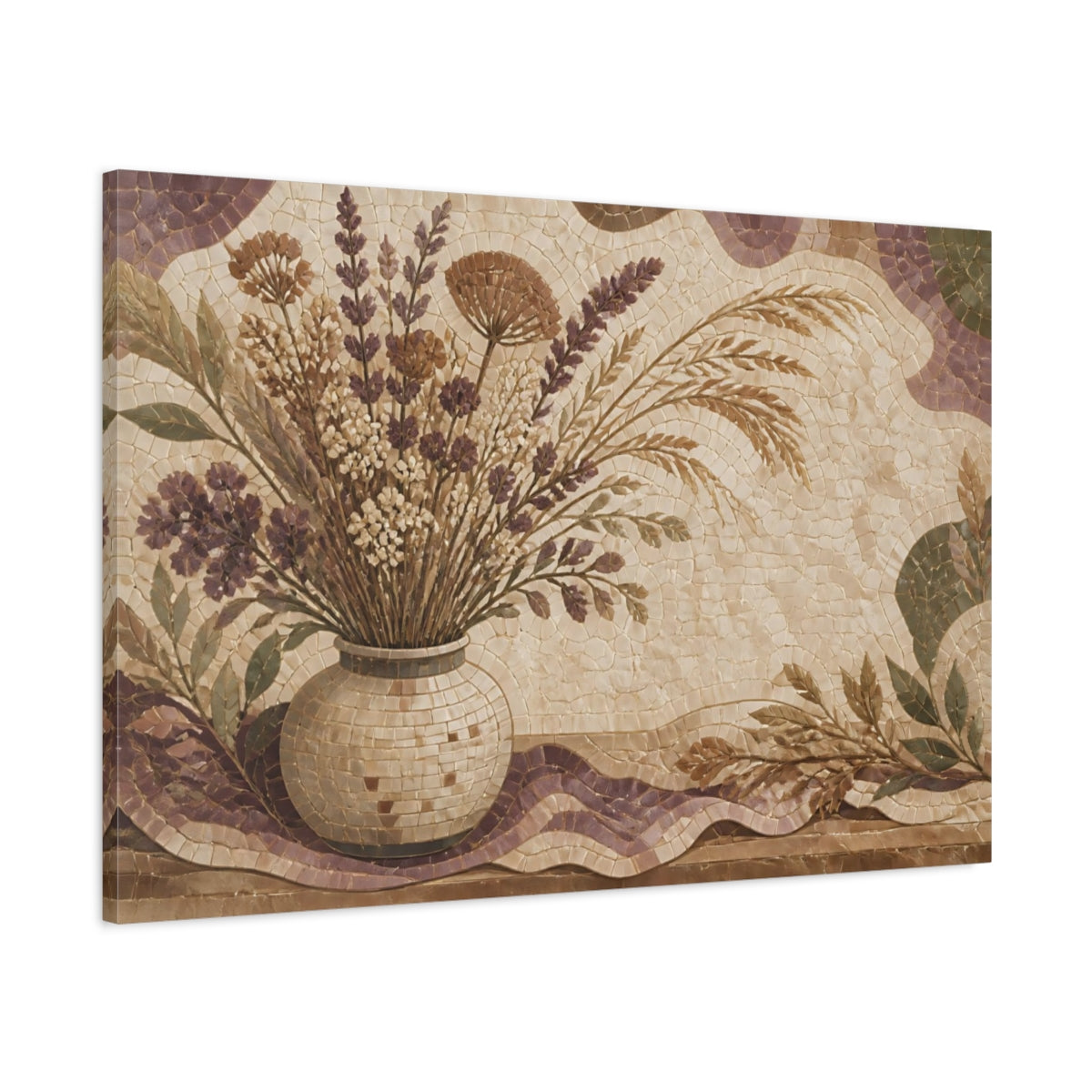 Main Mockup. Boho Dried Wildflower Vase shown as canvas print