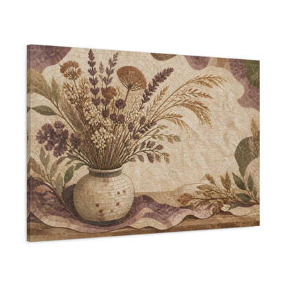 Main Mockup. Boho Dried Wildflower Vase shown as canvas print