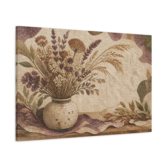 Main Mockup. Boho Dried Wildflower Vase shown as canvas print