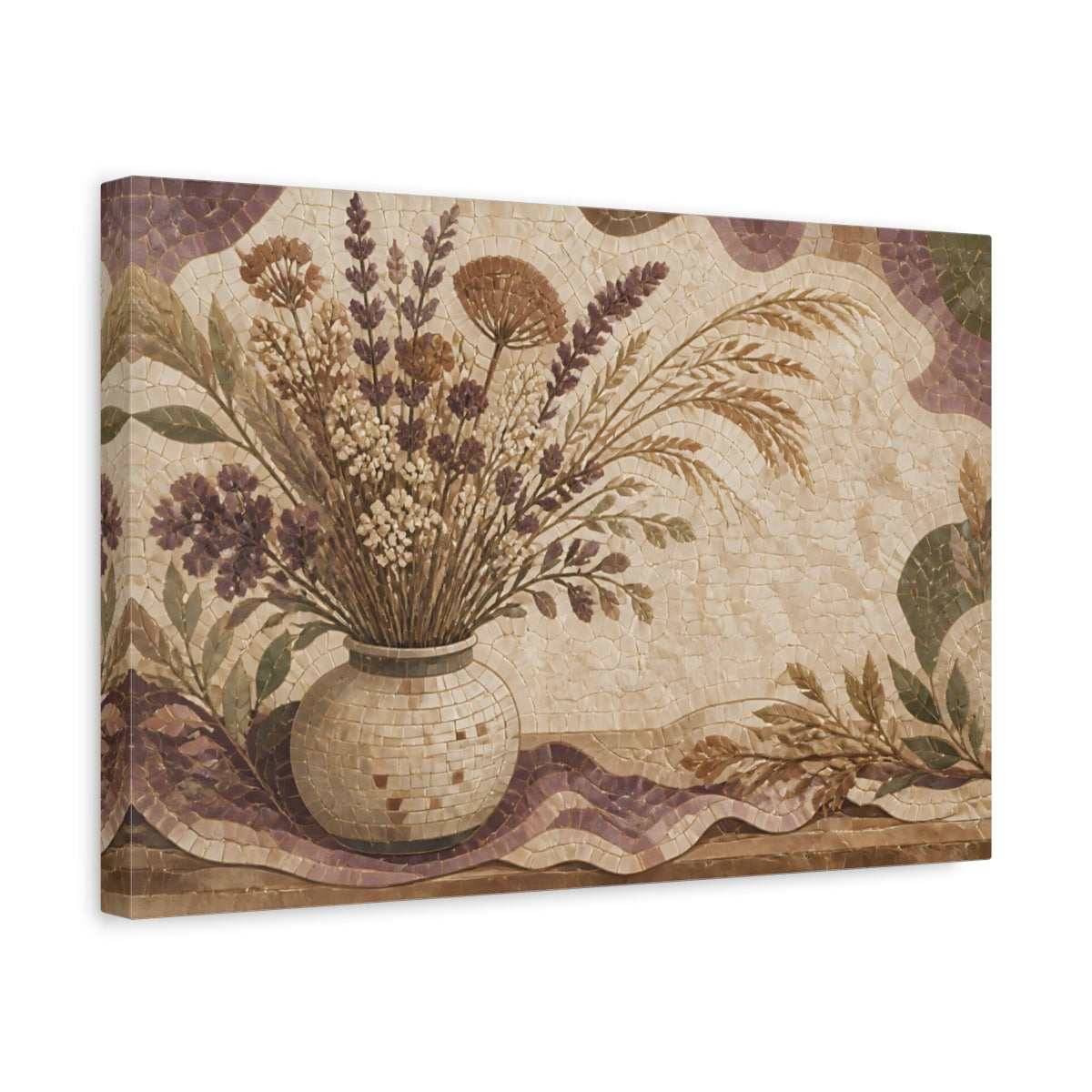 Side Mockup 4. Boho Dried Wildflower Vase shown as canvas print