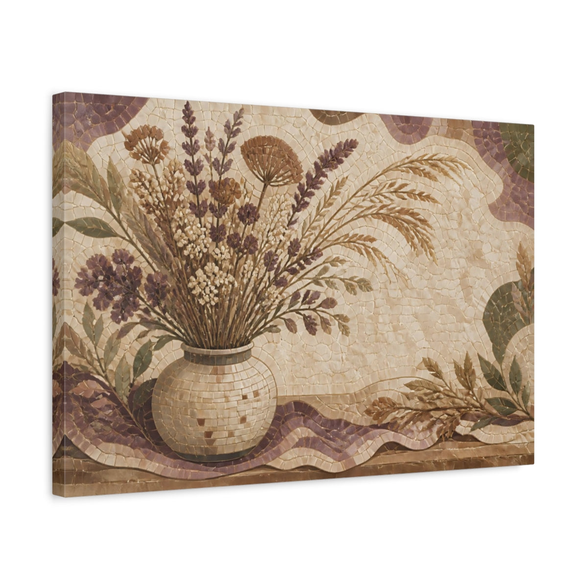 Side Mockup 3. Boho Dried Wildflower Vase shown as canvas print