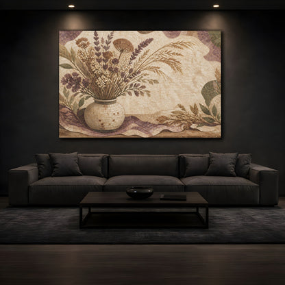 Mockup 3. Boho Dried Wildflower Vase shown as canvas print