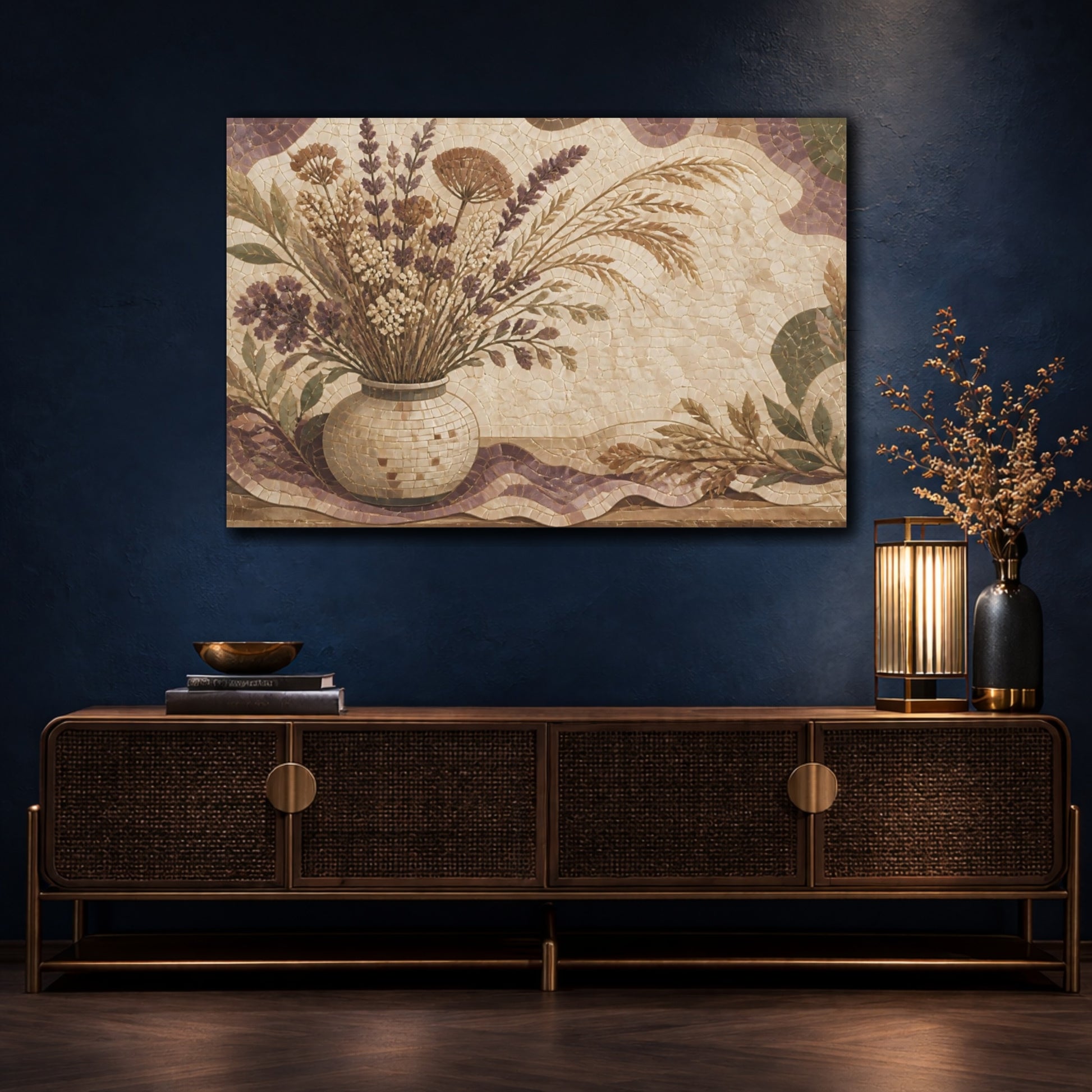 Mockup 4. Boho Dried Wildflower Vase shown as canvas print