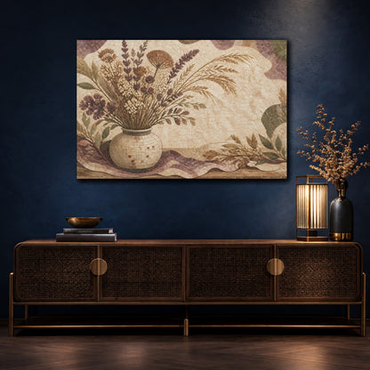 Mockup 4. Boho Dried Wildflower Vase shown as canvas print