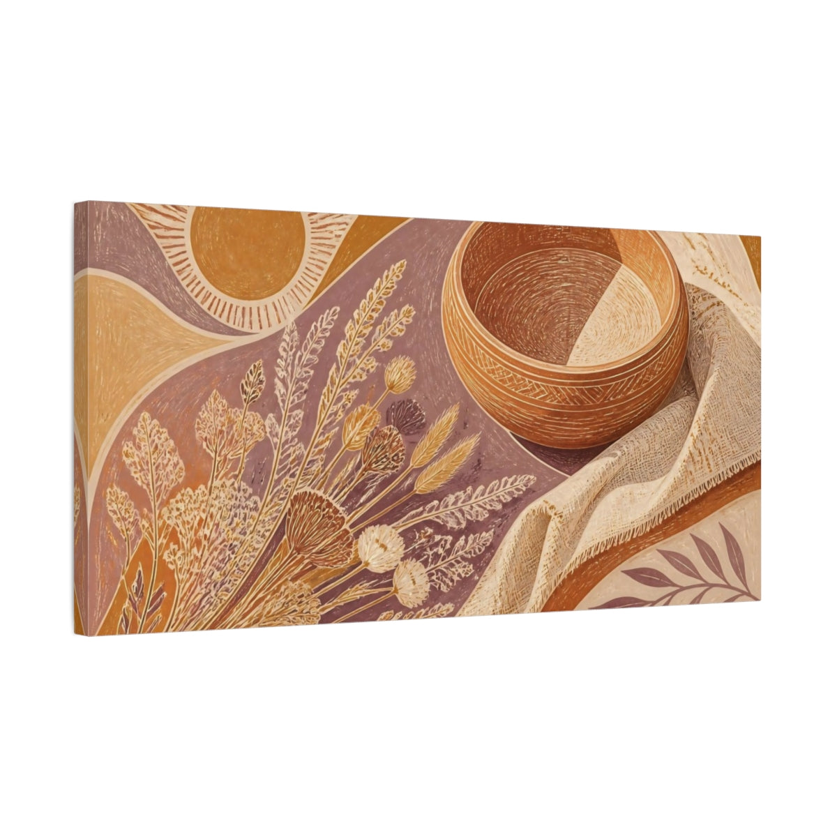 Side Mockup 1. Boho Dried Wildflowers shown as canvas print
