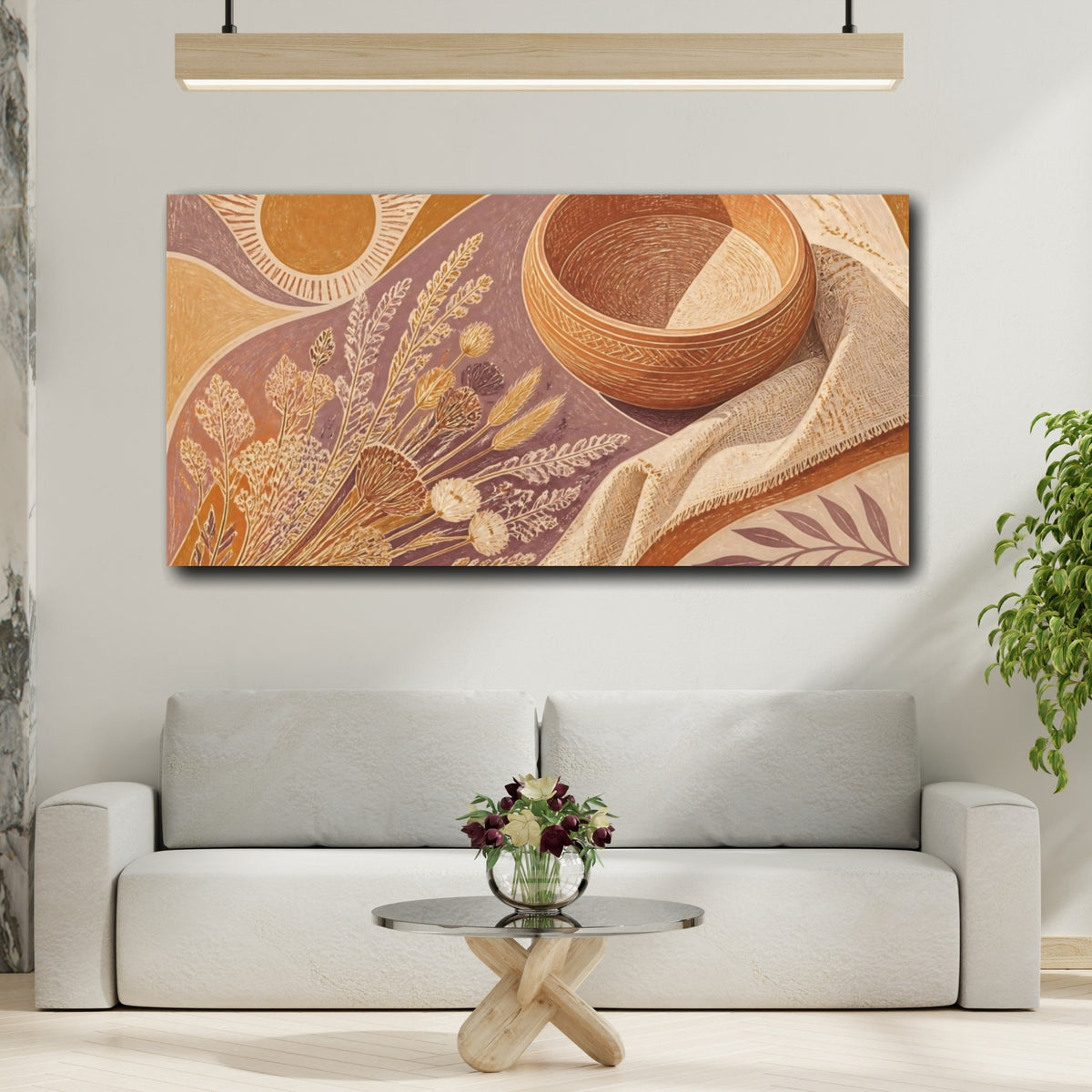 Mockup 2. Boho Dried Wildflowers shown as canvas print