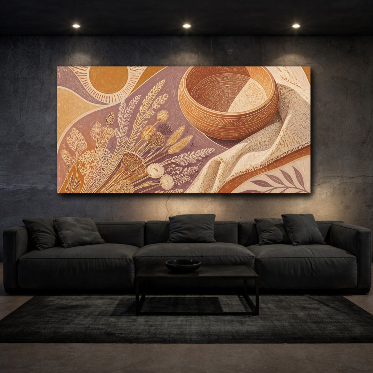Mockup 3. Boho Dried Wildflowers shown as canvas print