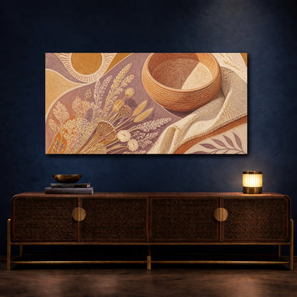 Mockup 4. Boho Dried Wildflowers shown as canvas print