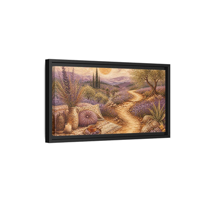 Side Mockup 8. Boho Lavender Path shown as framed canvas print