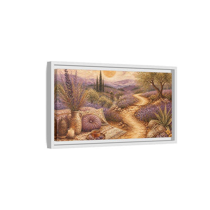 Side Mockup 6. Boho Lavender Path shown as framed canvas print