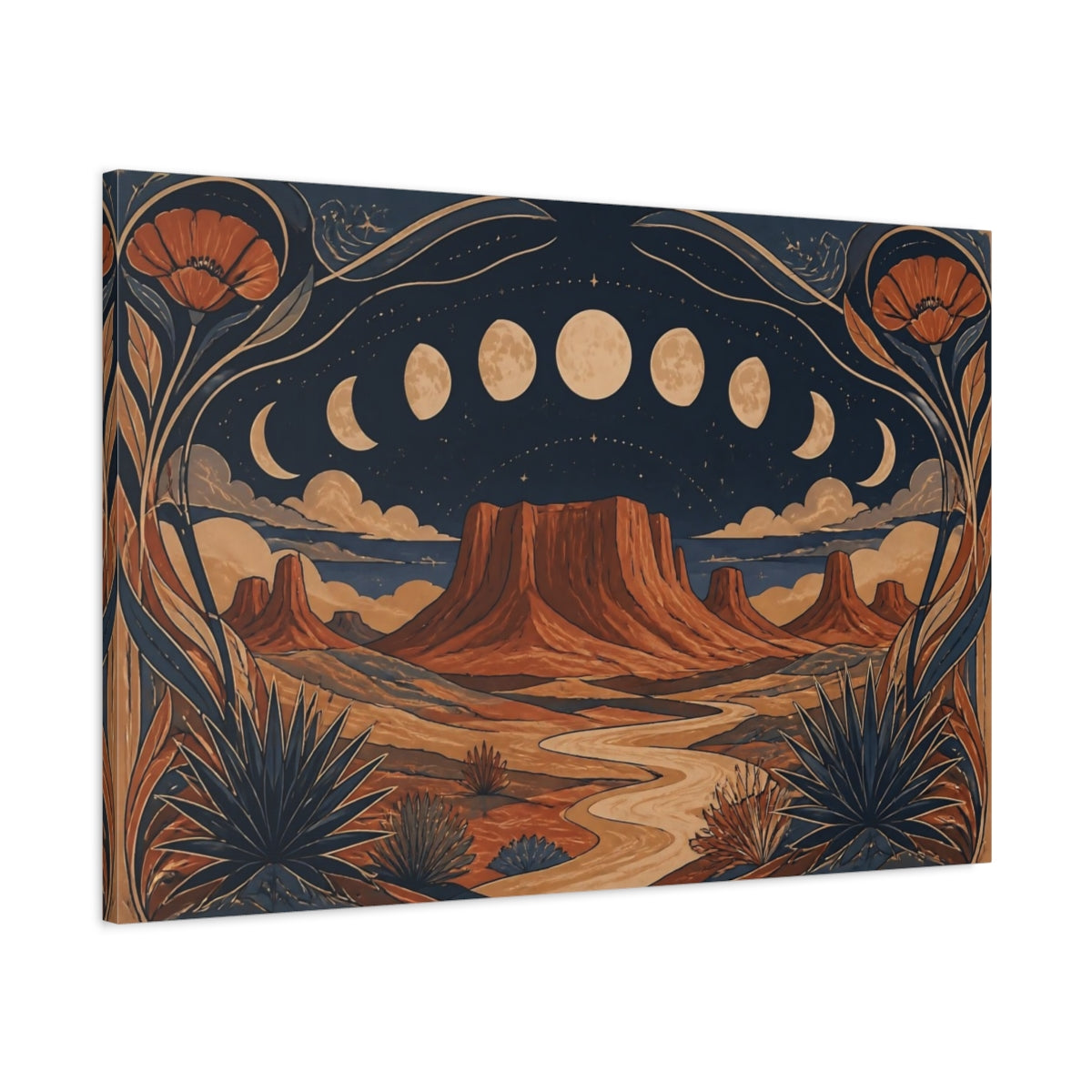 Main Mockup. Boho Moon Mesa shown as canvas print