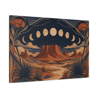 Main Mockup. Boho Moon Mesa shown as canvas print