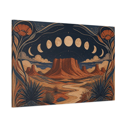 Side Mockup 1. Boho Moon Mesa shown as canvas print