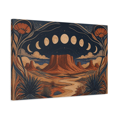 Side Mockup 2. Boho Moon Mesa shown as canvas print
