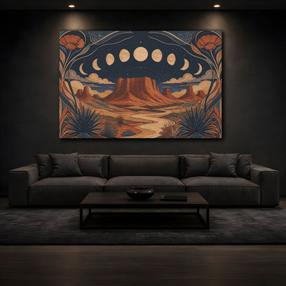 Mockup 3. Boho Moon Mesa shown as canvas print