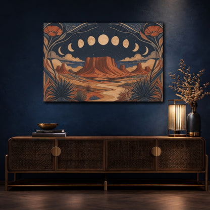 Mockup 4. Boho Moon Mesa shown as canvas print