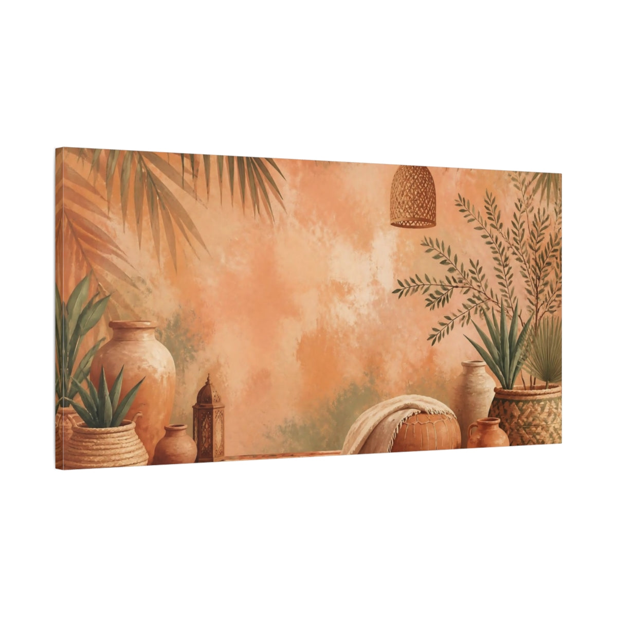 Main Mockup. Boho Palm And Terracotta shown as canvas print