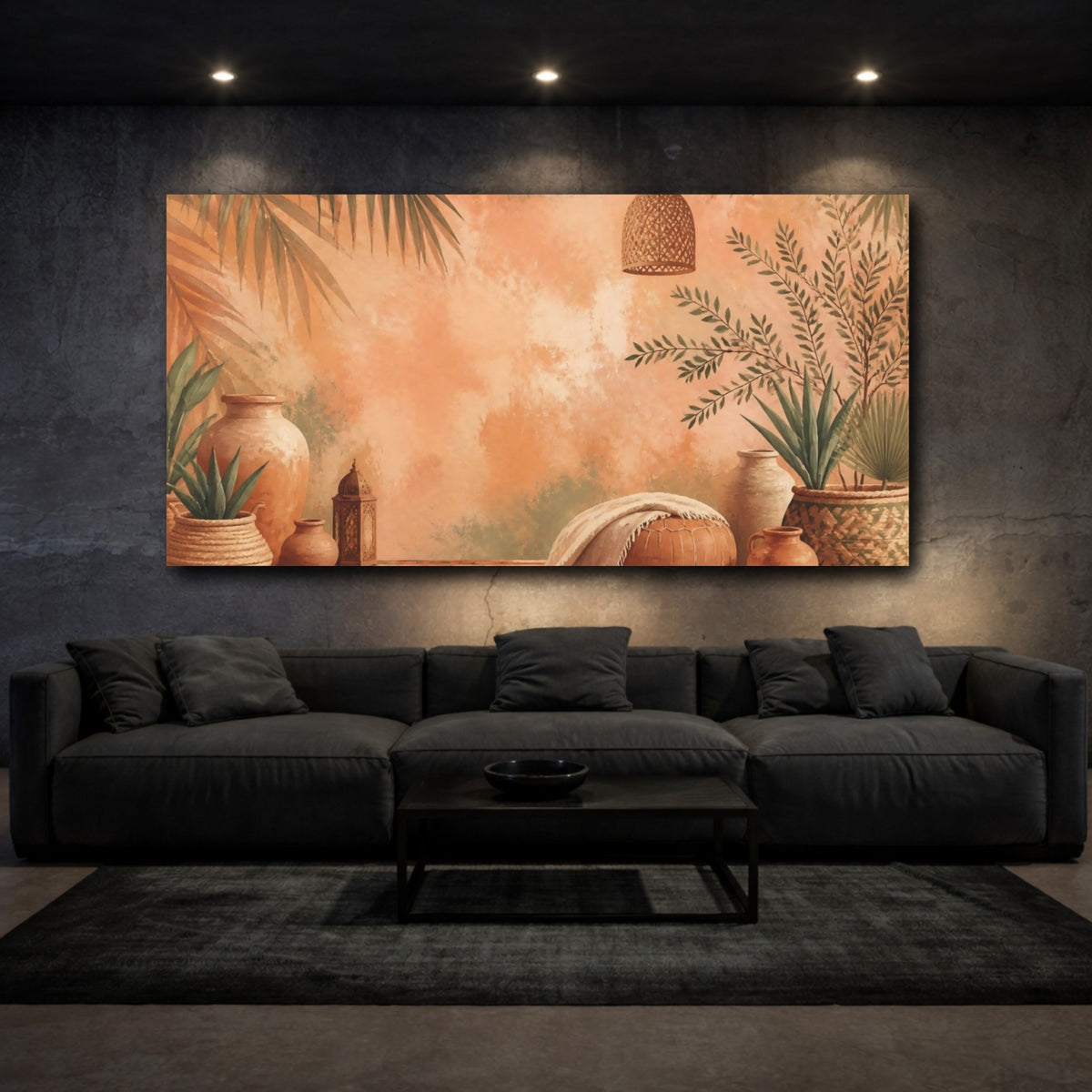 Mockup 3. Boho Palm And Terracotta shown as canvas print