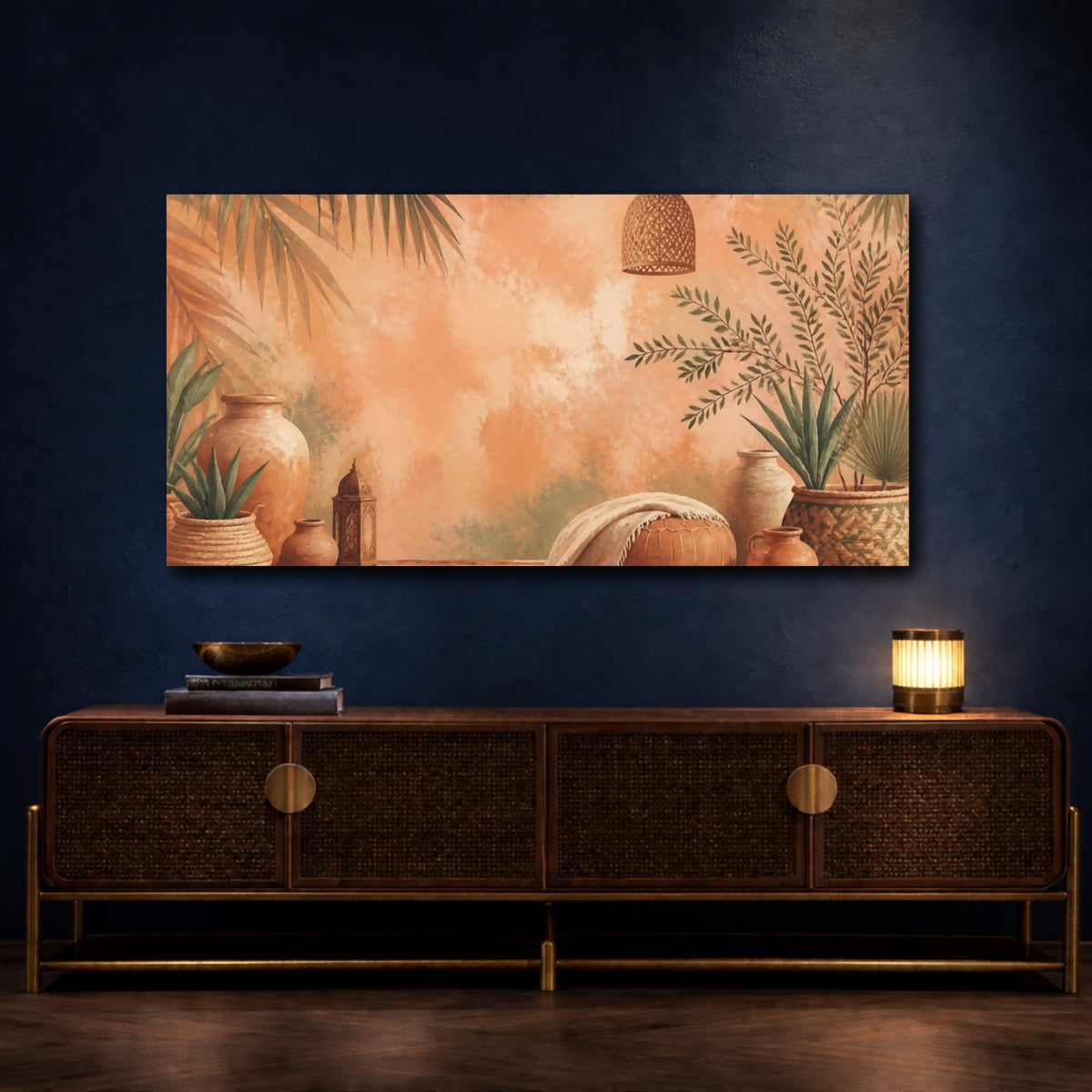 Mockup 4. Boho Palm And Terracotta shown as canvas print