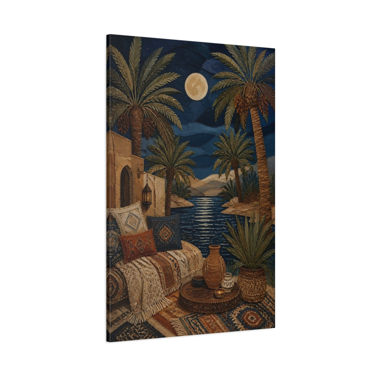 Side Mockup 1. Boho Palm Oasis shown as canvas print
