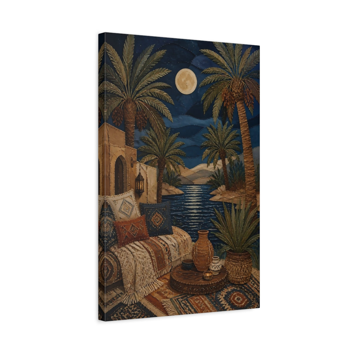 Side Mockup 3. Boho Palm Oasis shown as canvas print