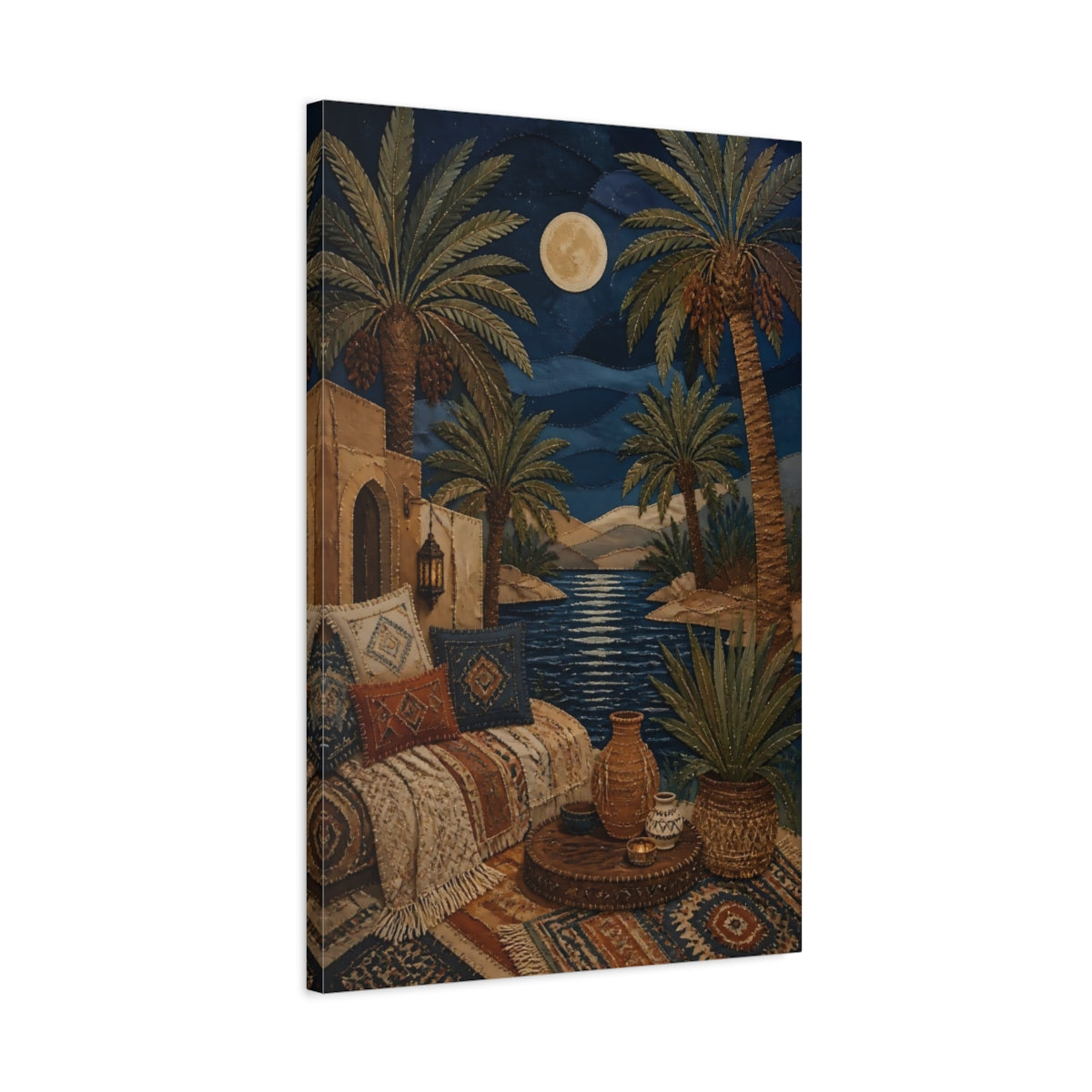 Side Mockup 2. Boho Palm Oasis shown as canvas print