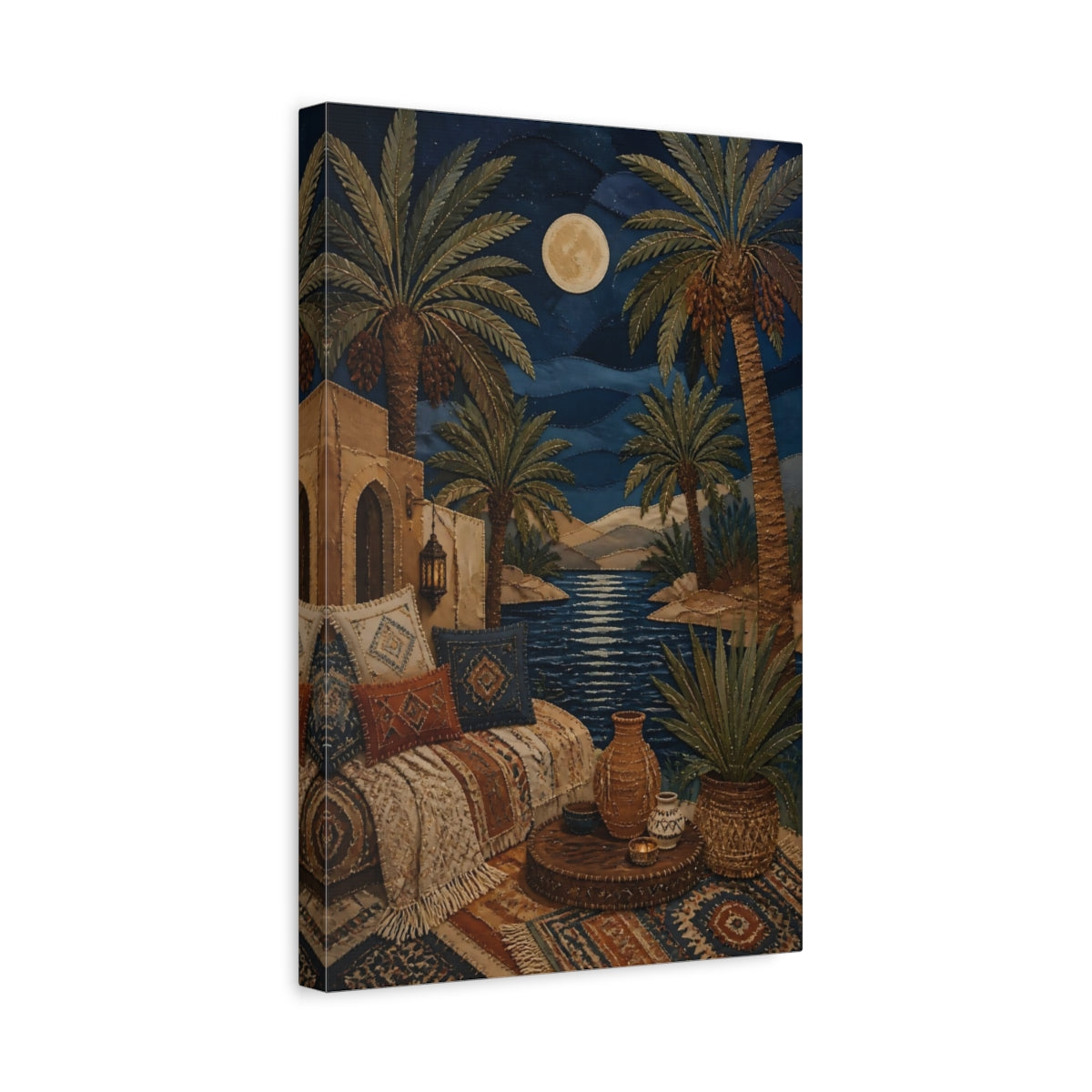 Side Mockup 4. Boho Palm Oasis shown as canvas print