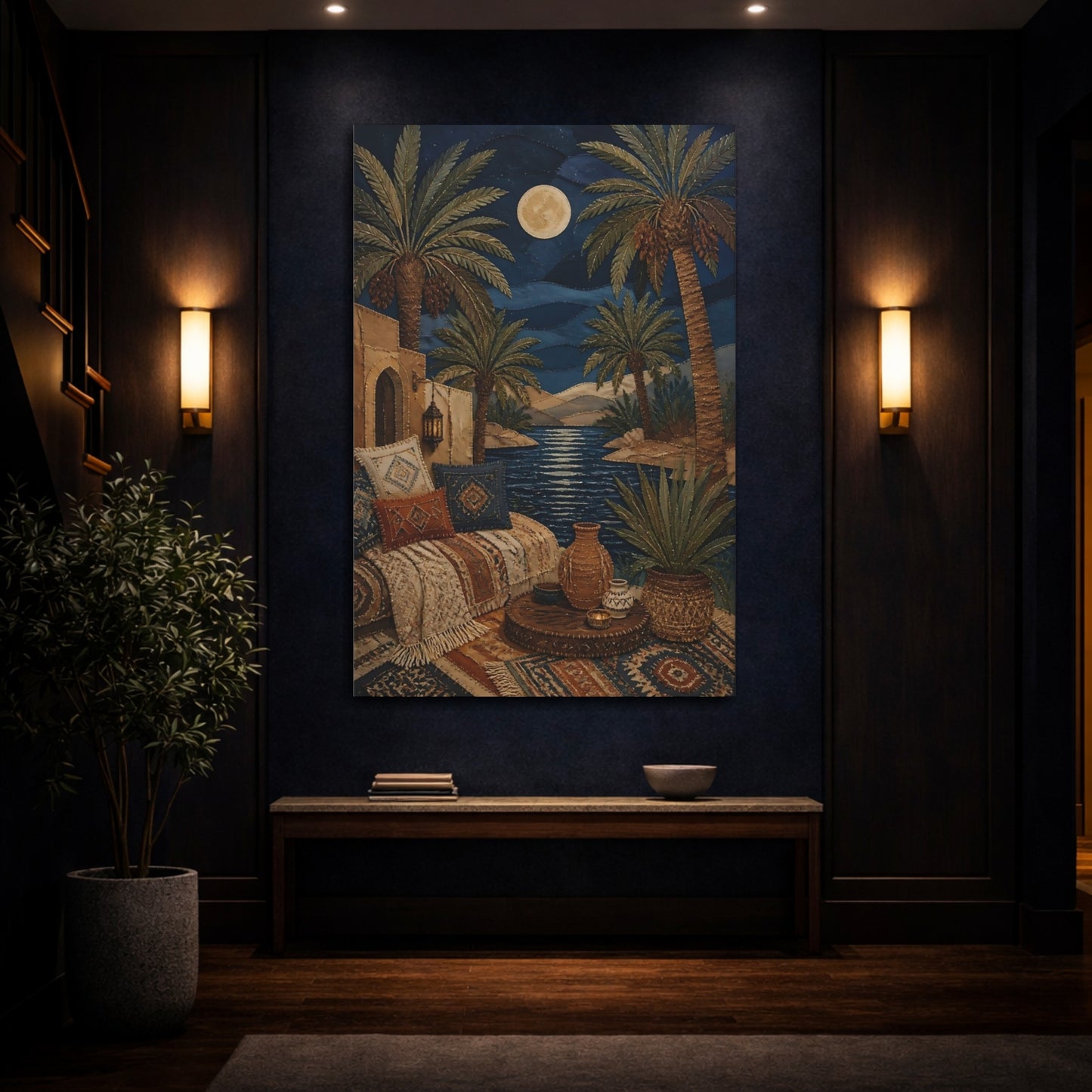 Mockup 4. Boho Palm Oasis shown as canvas print