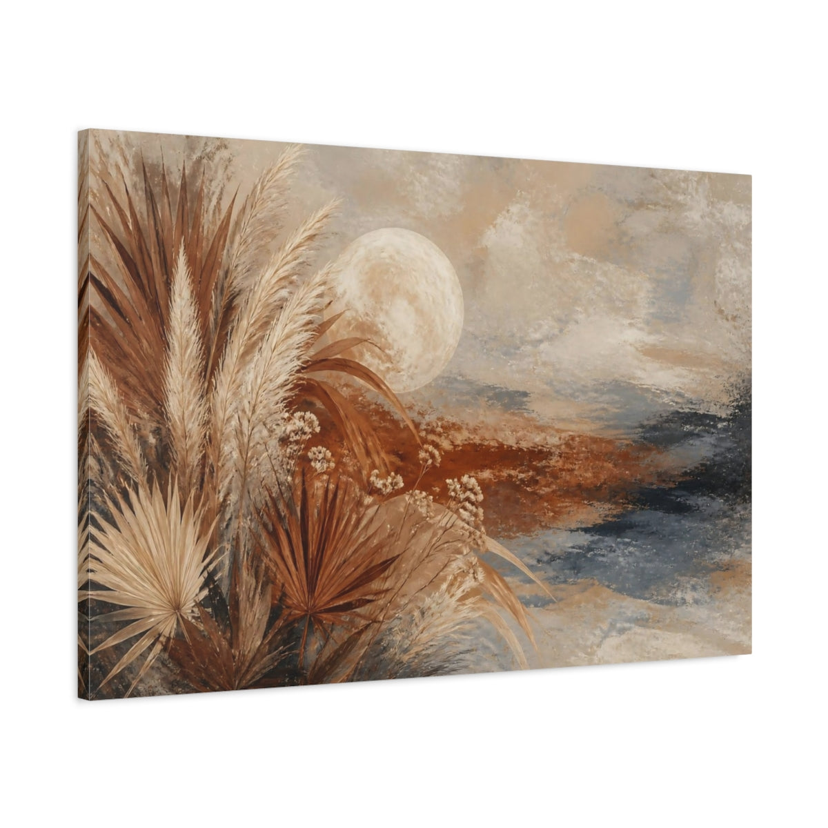 Main Mockup. Boho Pampas Moon shown as canvas print