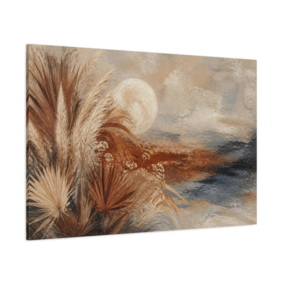Side Mockup 1. Boho Pampas Moon shown as canvas print