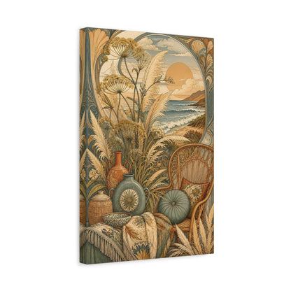 Side Mockup 4. Boho Pampas Ocean Sunset shown as canvas print
