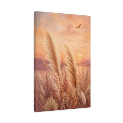 Side Mockup 3. Boho Pampas Sunset shown as canvas print