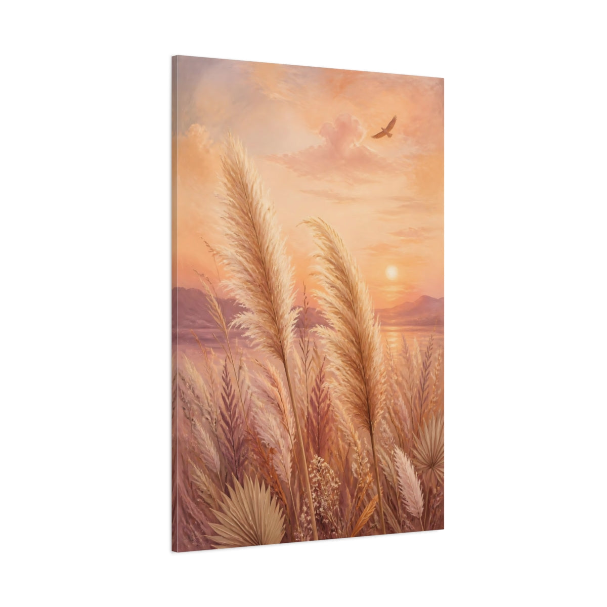 Side Mockup 1. Boho Pampas Sunset shown as canvas print