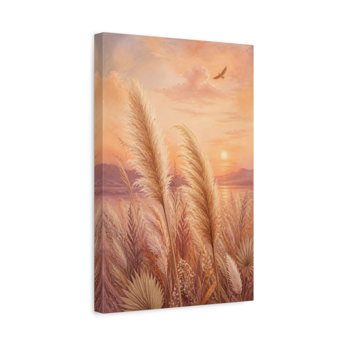 Side Mockup 4. Boho Pampas Sunset shown as canvas print